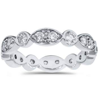 Pompeii3 1ct Diamond Stackable Wedding Eternity Anniversary Ring Band 14K White 7 - Size 7