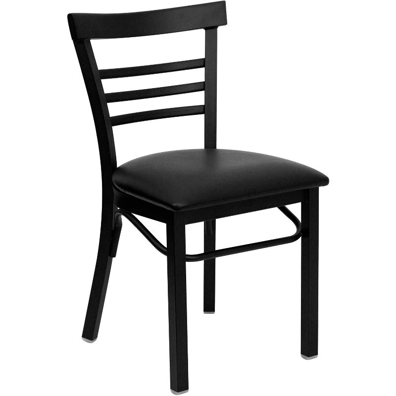 Flash Furniture Black Three-Slat Ladder Back Metal Restaurant Chair, 1 of 12