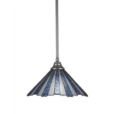 Toltec Lighting Any 1 - Light Pendant in  Brushed Nickel with 16" Sea Ice Art Glass Shade