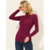 INSPIRE CHIC Women's Mock Neck Long Sleeve Knitted Ruched Top Shirts - 3 of 4
