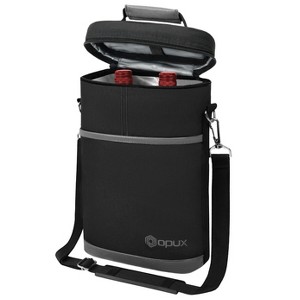 OPUX 2 Bottle Wine Carrier Tote, Insulated Leakproof Cooler Bag, Portable Case Travel Picnic BYOB Beach Christmas Gift - 1 of 4