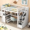 Streamdale Twin Size Loft Bed with Desk and Shelves, Two Built-in Drawers, Storage Staircase, White - 3 of 4