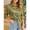 Leopard Stain Button Down Shirts for Women Roll Up Long Sleeve V Neck Casual Work Shirts - 4 of 4
