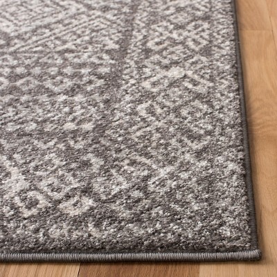 Hand-Knotted Dark Grey and Ivory Synthetic Area Rug, 8' x 10'