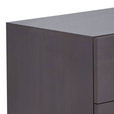 Elms Espresso 2-Drawer Nightstand with Chrome Accents