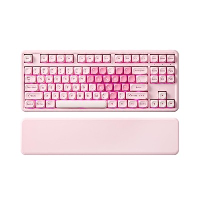 MaseiKar B87 Wireless Mechanical Keyboard,QMK/VIA Programmable,TKL Layout 87 Keys,BT/2.4G/USB-C,Hot Swap Gasket Mount RGB Backlit(Pink, Milk V2)