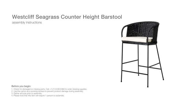 Westcliff Seagrass Counter Height Barstool - Threshold™ designed with Studio McGee, 2 of 13, play video