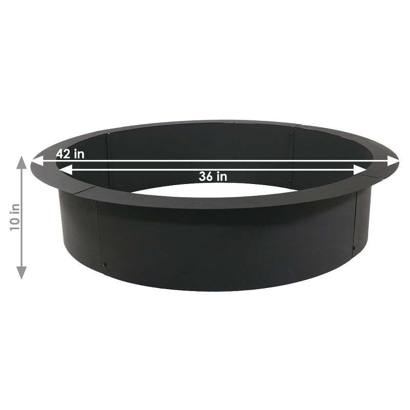 Sunnydaze Outdoor Heavy-Duty Steel Portable Above Ground or In-Ground Round Fire Pit Liner Ring - Black, 3 of 11