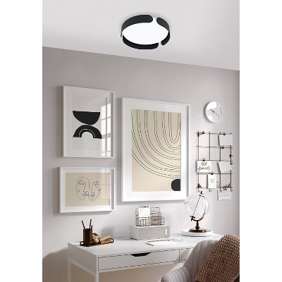White Glass LED Flush Mount Ceiling Light, 13.75"