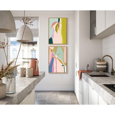 Abstract Canvas Print Set in Natural Frame, 23x33