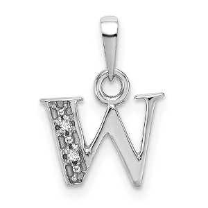 Black Bow Jewelry The Chloe Mini Diamond Accent Initial W Pendant in 14k White Gold - 1 of 4