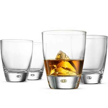 Bormioli Rocco Luna Set Of 4 Double Old Fashioned Glasses, 11.5 Oz. Clear Crystal Glassware, Dishwasher Safe, Made In Italy
