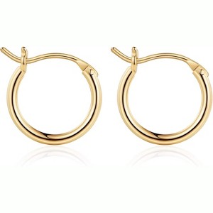 14K Real Gold Plated Hoop Earrings - 925 Sterling Silver Posts, Hypoallergenic & Nickel Free Lightweight Hoops (13-60mm) - 1 of 4