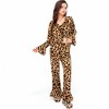 Anna-Kaci Lounge Women's Leopard Print Lounge Set with Tie-Front Peplum Top and Wide-Leg Pants- Brown,Small - 2 of 4