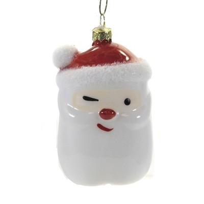 Holiday Ornament 3.75" Wink & Nod Santa Christmas St Nick Flock  -  Tree Ornaments