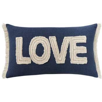 Mina Victory Life Styles Beaded Love 14" x 24" Navy Indoor Pillow Cover