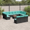 vidaXL 14 Piece Patio Sofa Set with Cushions - Black and Blue - 2 of 4