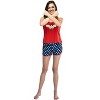 Wonder Woman Logo Womens Mesh Tank & Shorts Pajama Set Red - 3 of 4