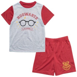 Harry Potter Gryffindor Hufflepuff Ravenclaw Slytherin Pajama Shirt and Shorts Sleep Set Little Kid to Big Kid - 1 of 4