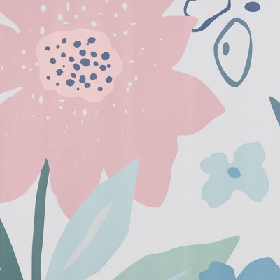Summer Flower Multicolor Polyester Fabric Shower Curtain
