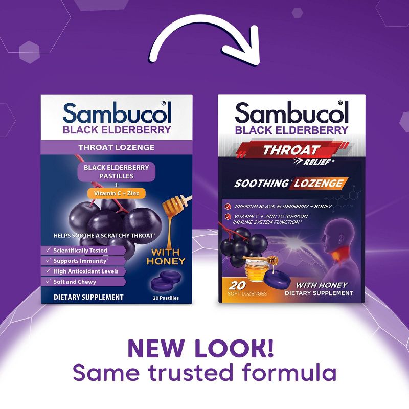 Sambucol Black Elderberry Throat Lozenges with Vitamin C, Zinc and Honey - 20ct, 4 of 10
