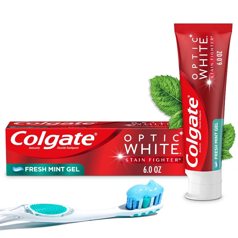 Colgate Optic White Stain Fighter Teeth Whitening Toothpaste - Fresh Mint Gel - 6oz, 1 of 11