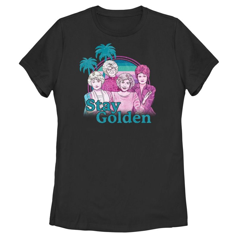 Women's The Golden Girls Tropical Stay Golden Cartoon T-Shirt, 1 of 5