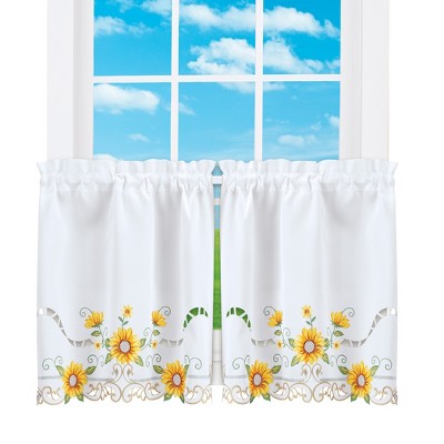 Sweet Home Collection Sunflower Cream Embroidered Kitchen Curtains   GUEST 3aa69529 4192 4380 A3a8 B632175b38be