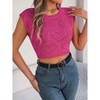 BLUEMING Womens Knit Sweater Cropped Tank Tops Pleated Neck Crochet Heart Hollow Out Sleeveless Going Out Tops - 3 of 4