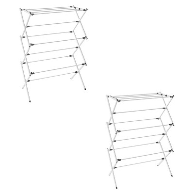 Homz Collapsible 10 Rod Metal Drying Rack and Clothes Hanging  Rack for College Dorm, Bathroom, Laundry Room, Apartment, and Studio, Silver (2 Pack)