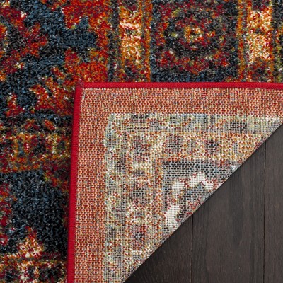 Antique Patina Orange & Blue Synthetic 8' x 10' Area Rug