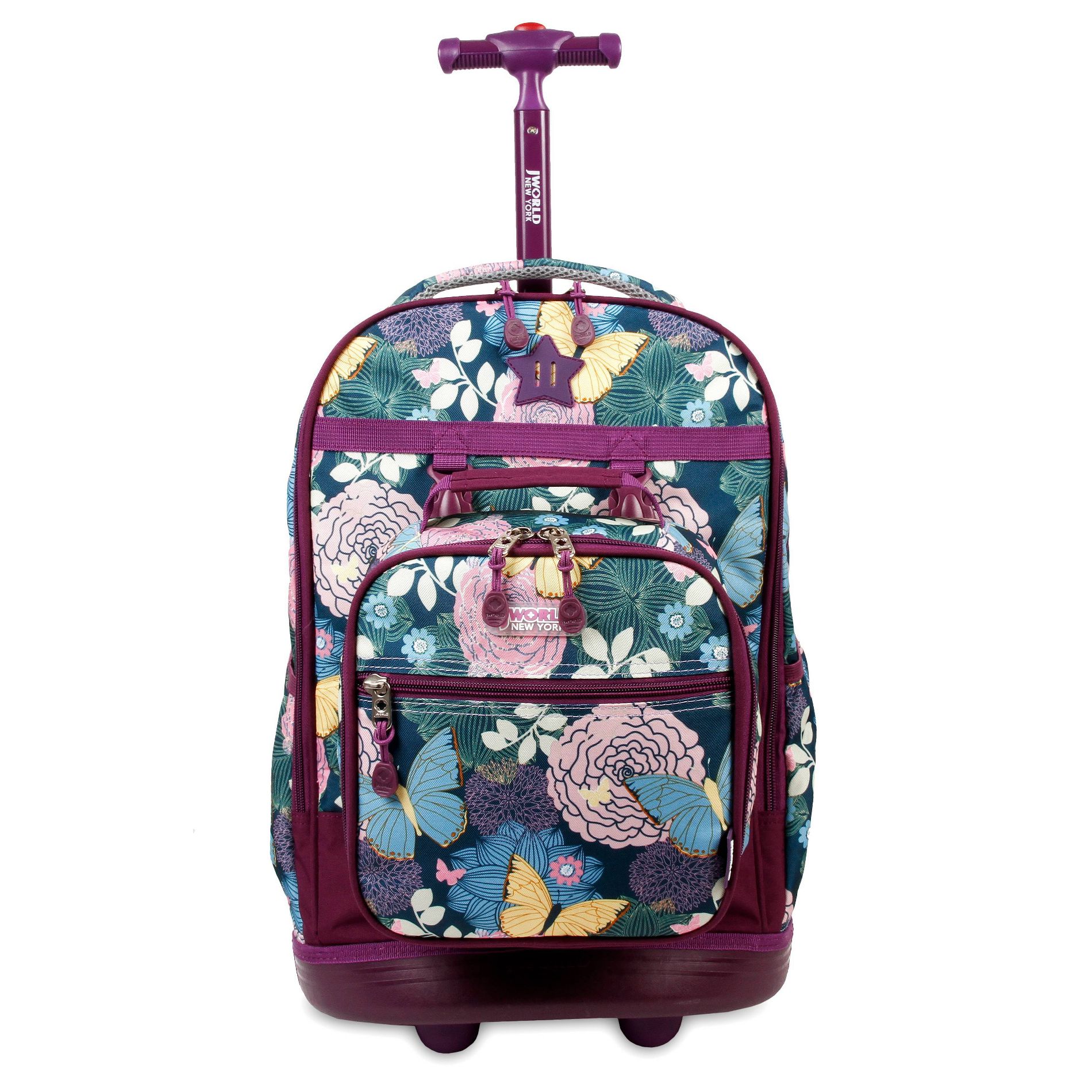 J World Duo 18" Rolling Backpack and Lunch Bag - Secret Garden