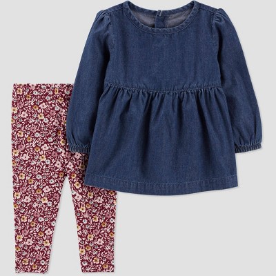 Carter's Just One You® Baby Girls' Floral Top & Pants Set - Blue 6M