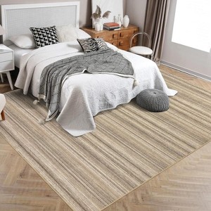 Acekool Striped Area Rug Modern Foldable Washable Non-Slip Soft Plush, Entryway & Bedroom Rug - 1 of 4