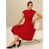 INSPIRE CHIC Women's Mock Neck Cap Sleeve Belted A-Line Midi Pleated Dresses - 2 of 4