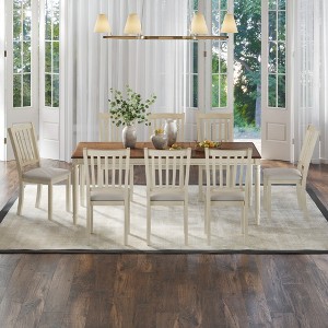 AMERLIFE Farmhouse Dining Set, 79" Solid Wood Table with 8 Upholstered Chairs, Roman-Style Tapered Legs, for Kitchen & Dining Room, Brown & White - 1 of 4