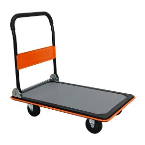 JANSNO Foldable Wheelbarrow with 360° Swivel Wheels, Heavy-Duty Flatbed Cart for Lawn, Garden, and Warehouse Use - 1 of 4