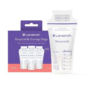 Lansinoh Breast Milk Storage Bags, Fast Freeze & Thaw Breast Milk Bags for Baby Bottle Feeding - 6oz - 1 of 4