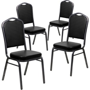 Emma and Oliver 4 Pack Crown Back Stacking Banquet Chair - 1 of 4