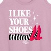 Women's - Wizard of Oz - I Like Your Shoes Ruby Slippers Graphic Racerback Tank - image 2 of 4