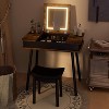 KTMBDW Vanity Desk with 3-Color Lighted Flip Top Mirror,7 Storage Compartments,Side Organizers,USB Port,Makeup Dressing Table Set with Cushioned Stool - 2 of 4