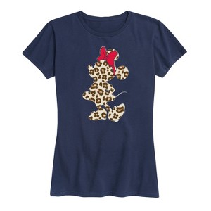 Women's - Disney - Minnie Mouse Leopard Print Silhouette Short Sleeve Graphic T-Shirt - 1 of 4