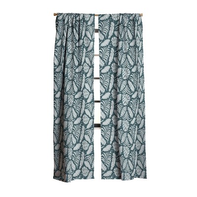Little Arrow Design Co tropical leaves teal Set of 2 Panel Blackout Window Curtain - Deny Designs