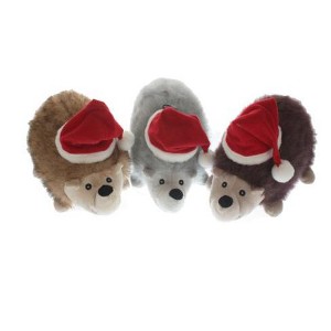 Multipet Christmas Hedgehog Plush Dog Toy with Santa Hat That Grunts - 1 of 1