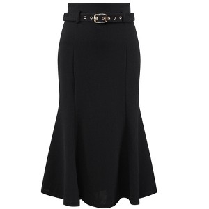 INSPIRE CHIC Women's High Waist Ruffle Hem Midi Length Mermaid Skirt - 1 of 4