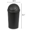 LunaLulinlk 3 gal Plastic Round Swing Top Bathroom Trash Can, Black - 2 of 4