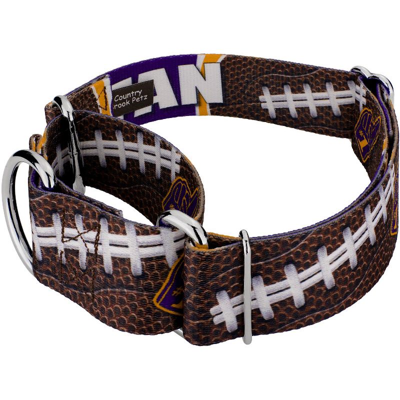 Country Brook Petz 1 1/2 Inch Purple and Gold Football Fan Martingale Dog Collar Limited Edition, 2 of 5