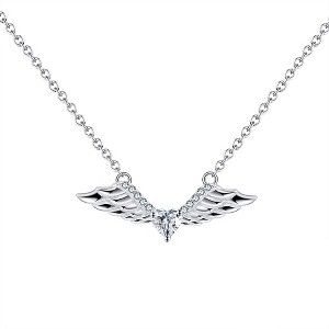 Wings Pendant Necklace for Women Heart Cut CZ Sterling Silver Ginger Lyne Collection - 1 of 4