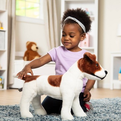 Giant White and Brown Plush Jack Russell Terrier Stuffed Animal