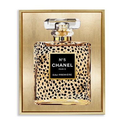 Stupell Industries Cheetah Pattern Perfume Black Framed Floater Canvas Wall Art
